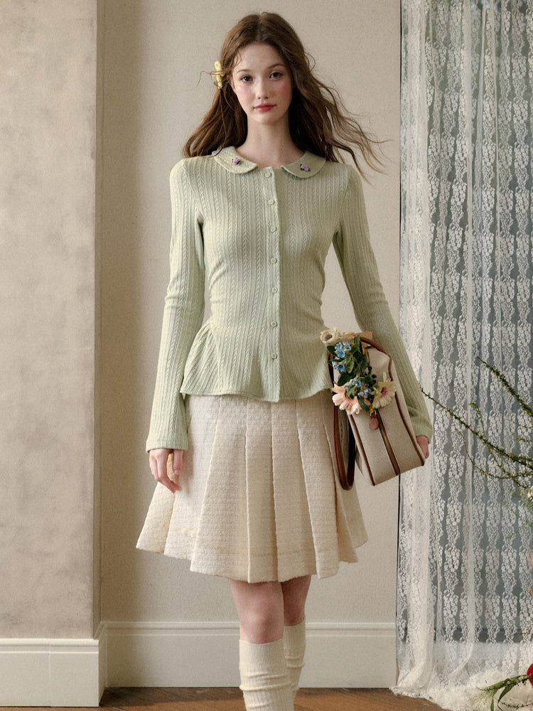 Handcrafted Floral Knit Sweater Blouse - CHINASQUAD