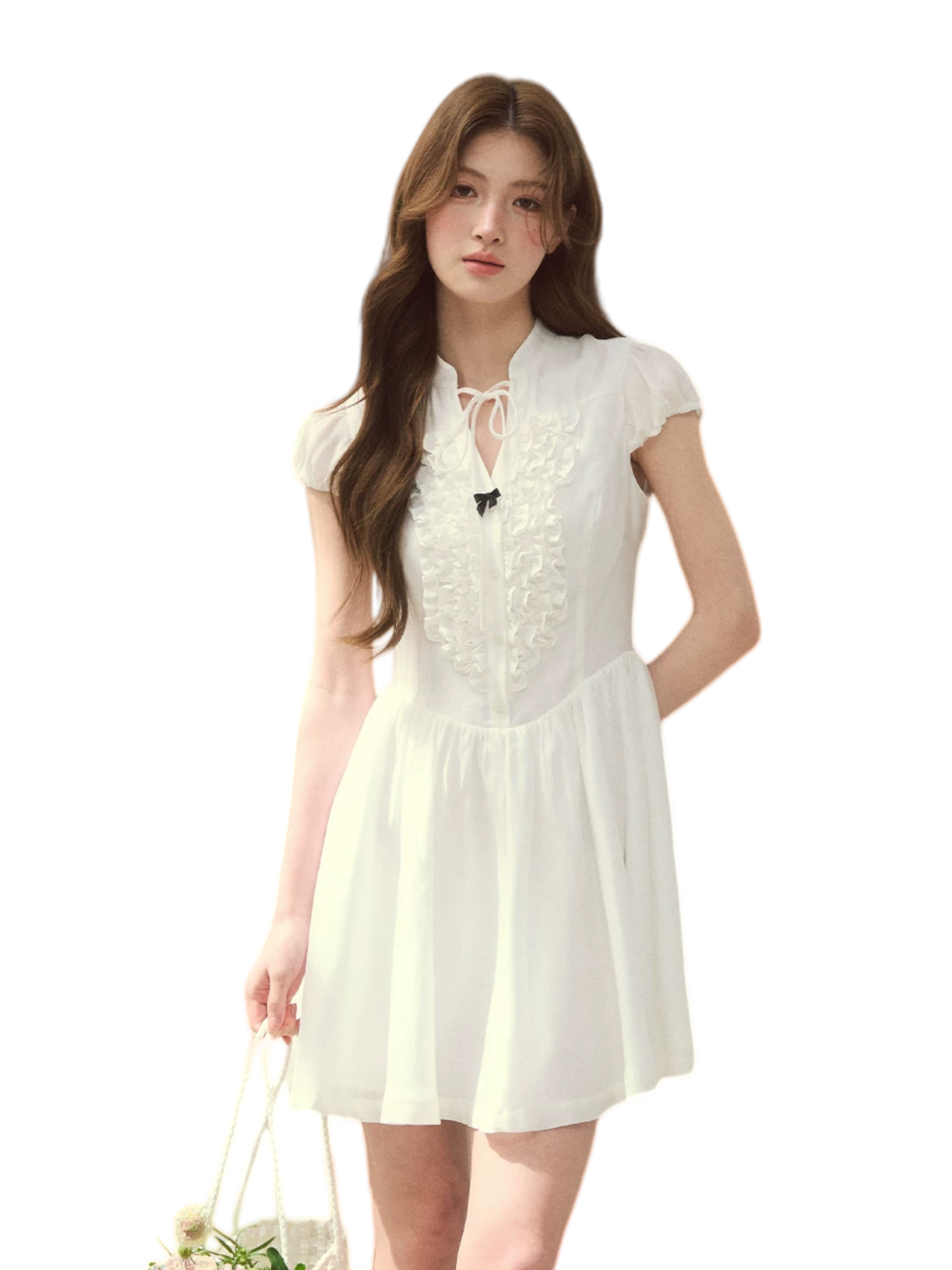 Acetate Ruffle Midi Dress