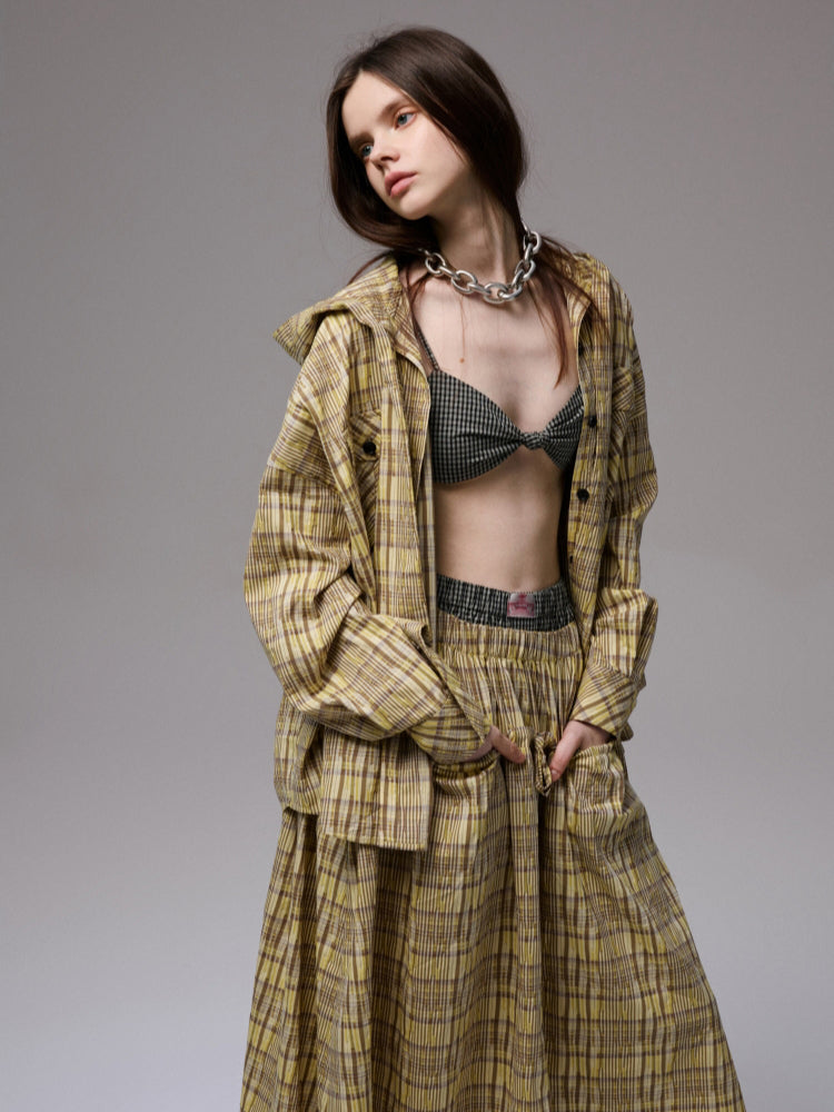 Plaid Hooded Shirt - CHINASQUAD