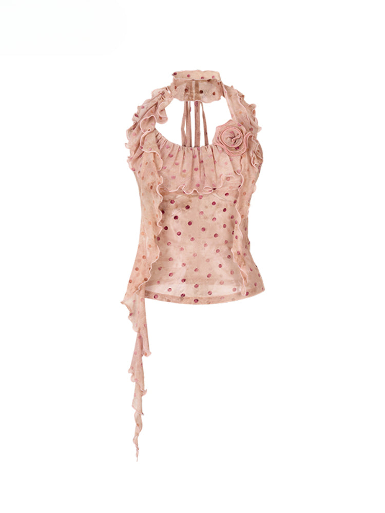 Ribbon-Flower Halter Vest - CHINASQUAD