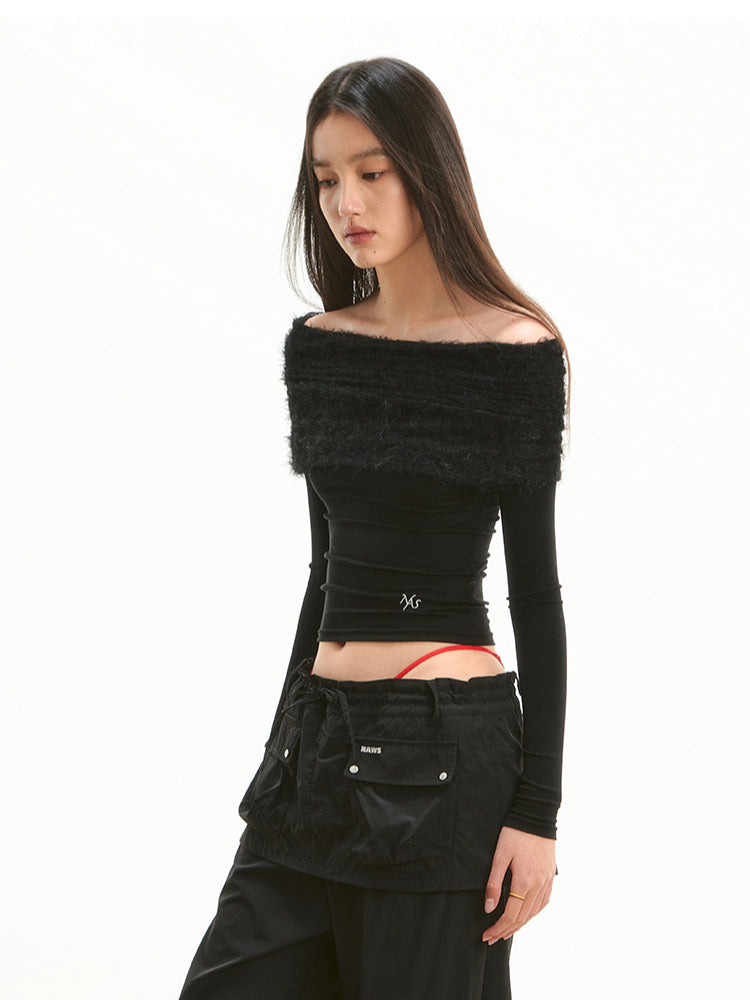 Lace-Trim Off-Shoulder T-shirt - CHINASQUAD