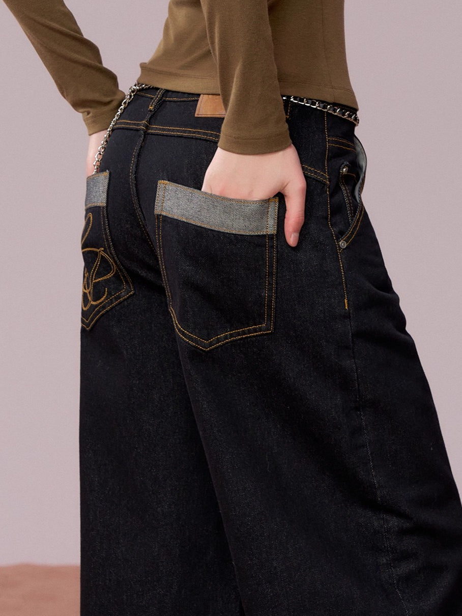 Vintage Straight-Leg Denim Pants