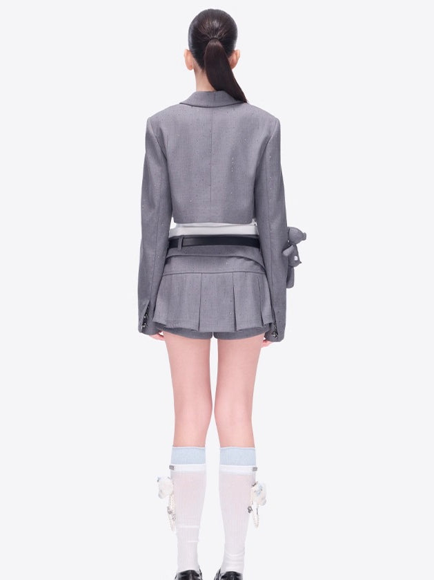 Shimmer Cropped Tailored Blazer