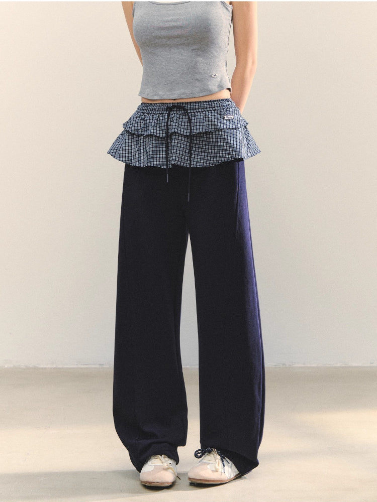 Plaid Ruffle Pleated Loose Long-Sleeve Shirt
