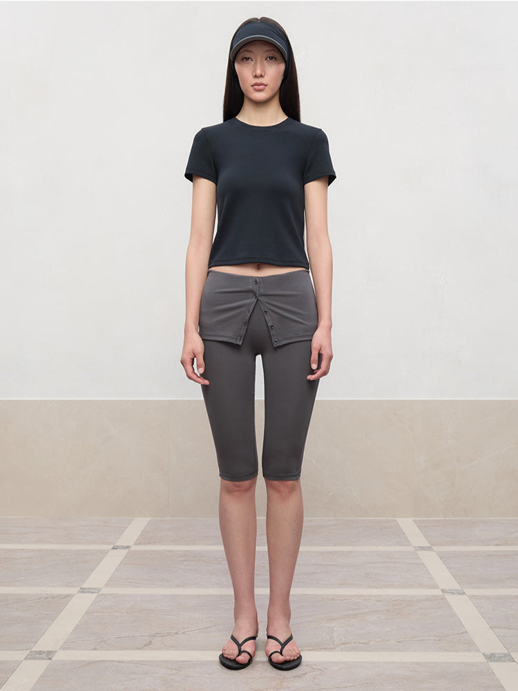 Regular-Shoulder Round Neck Short-Sleeve T-Shirt