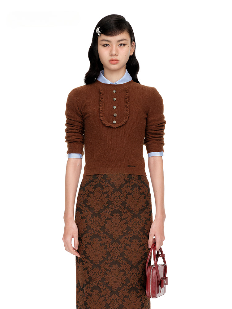 Elegant Round Neck Knit Sweater - CHINASQUAD