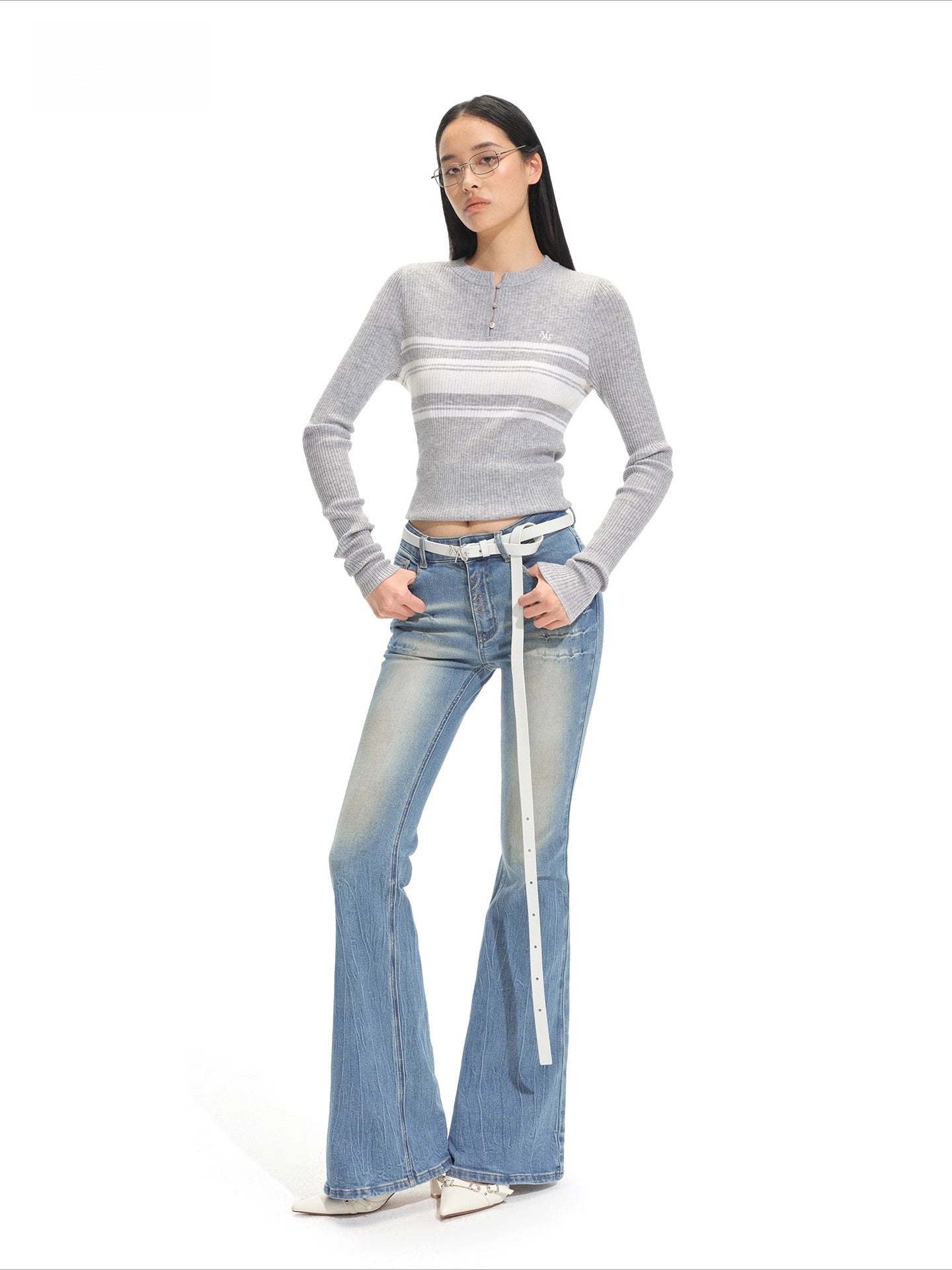 Marina Bay Striped Wool Knit Crewneck