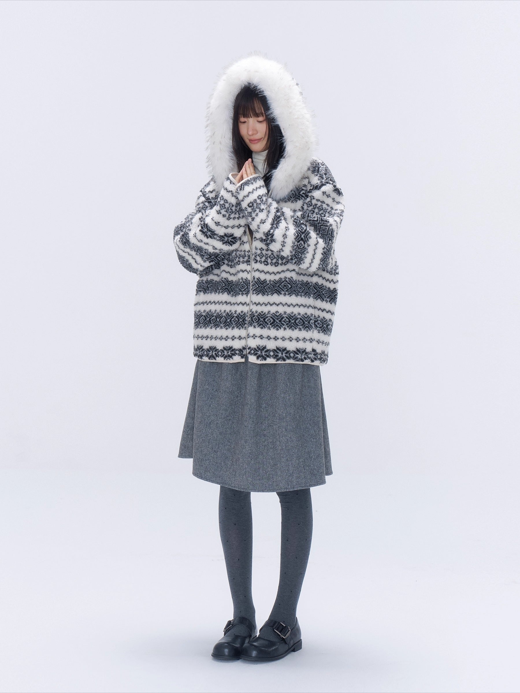 Wool-Blend High-Waist Midi Skirt