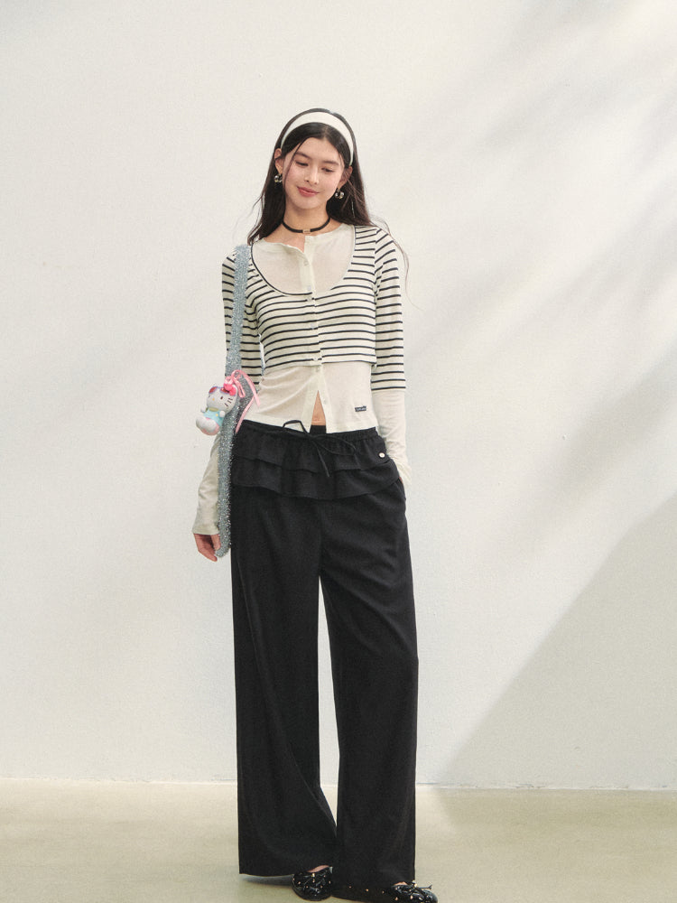 Striped Two-piece Contrast Color Cardigan - CHINASQUAD