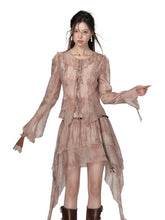 Ruffled Ombre Cardigan & Skirt Set - CHINASQUAD