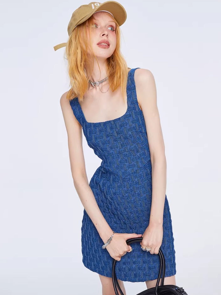 Aphrodite Blue Stretch Denim Camisole Dress
