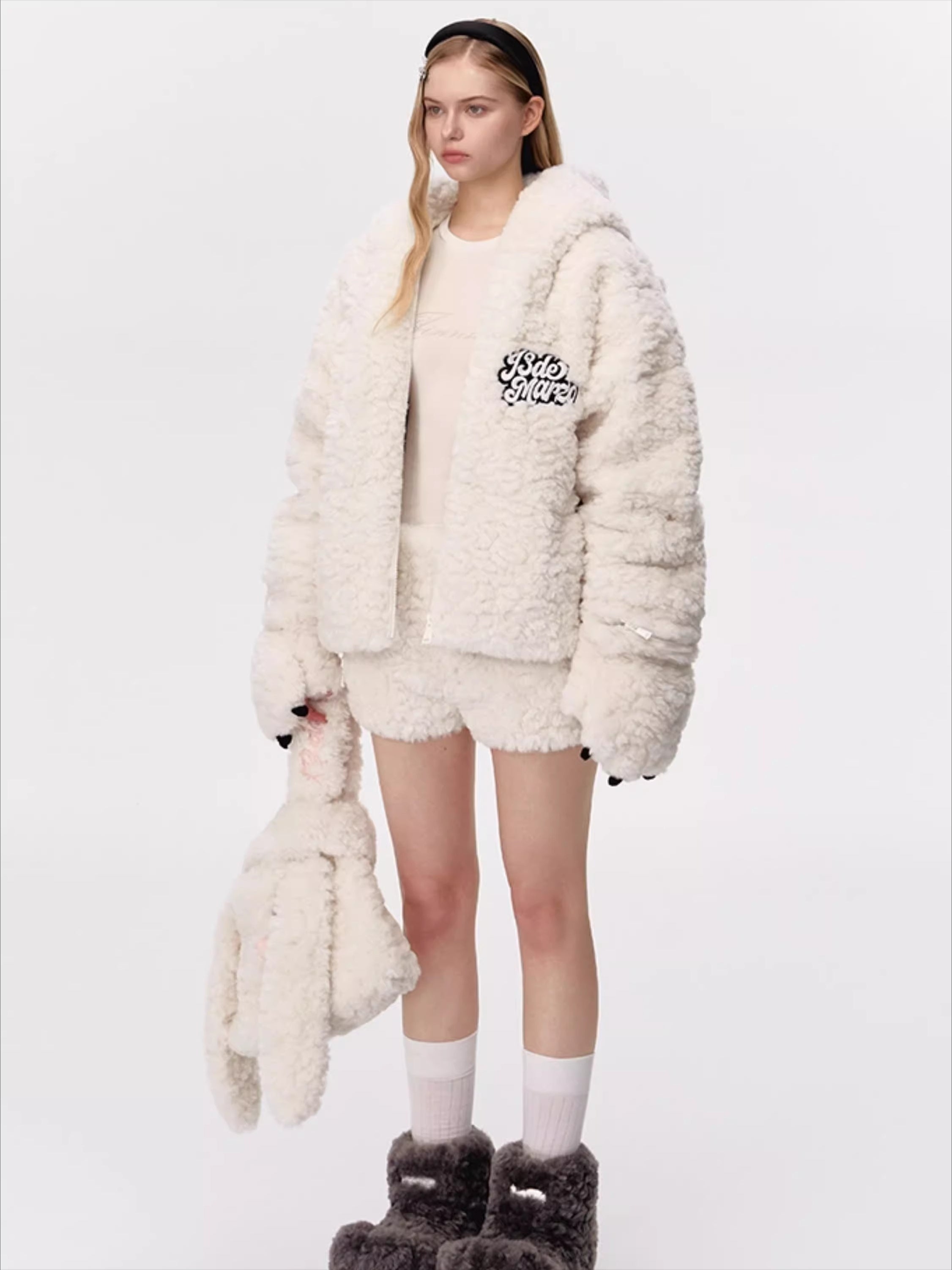 Convertible Plush Teddy Down Jacket