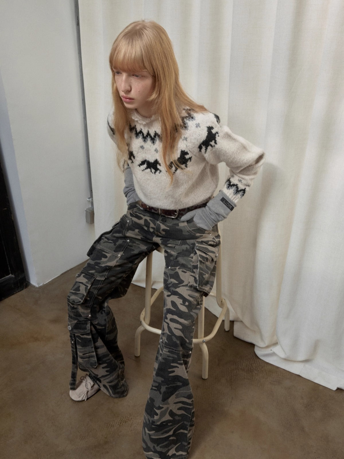 Fair Isle Pony Jacquard Chunky Knit Sweater