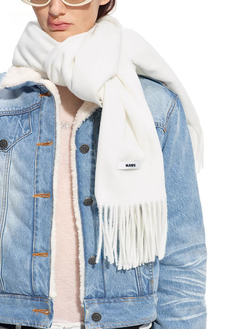 Classic Wool Blend Tassel Scarf