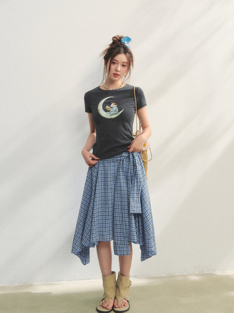 Grey Printed Slim-Fit Knit T-Shirt - CHINASQUAD