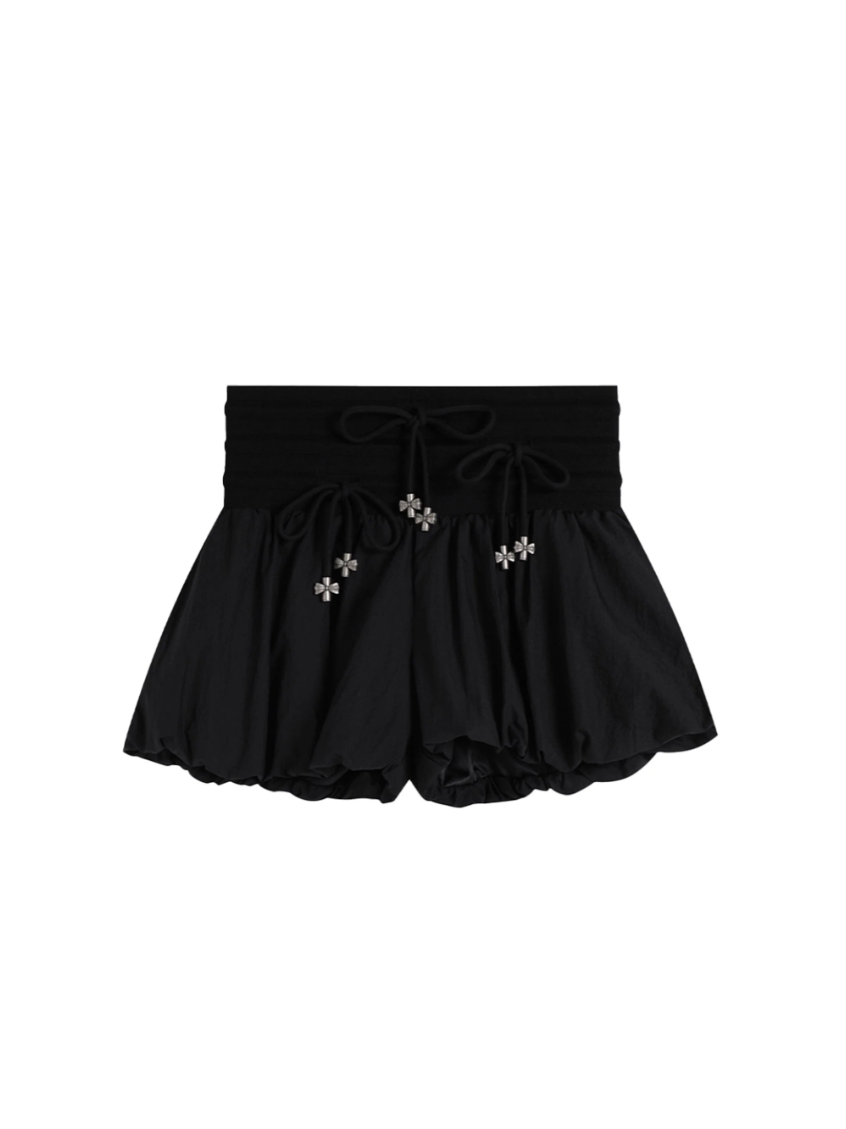 High-Waisted Bow Pantskirt In Black