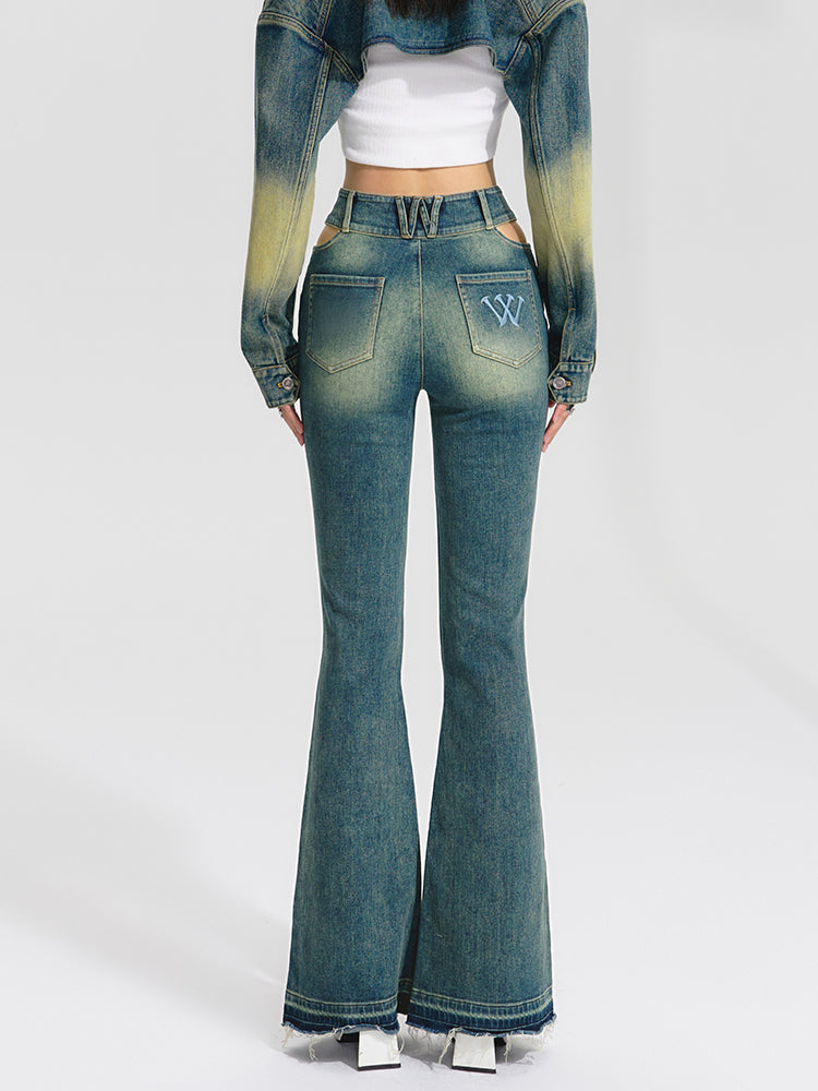 High-Waisted Vintage Flared Jeans - CHINASQUAD
