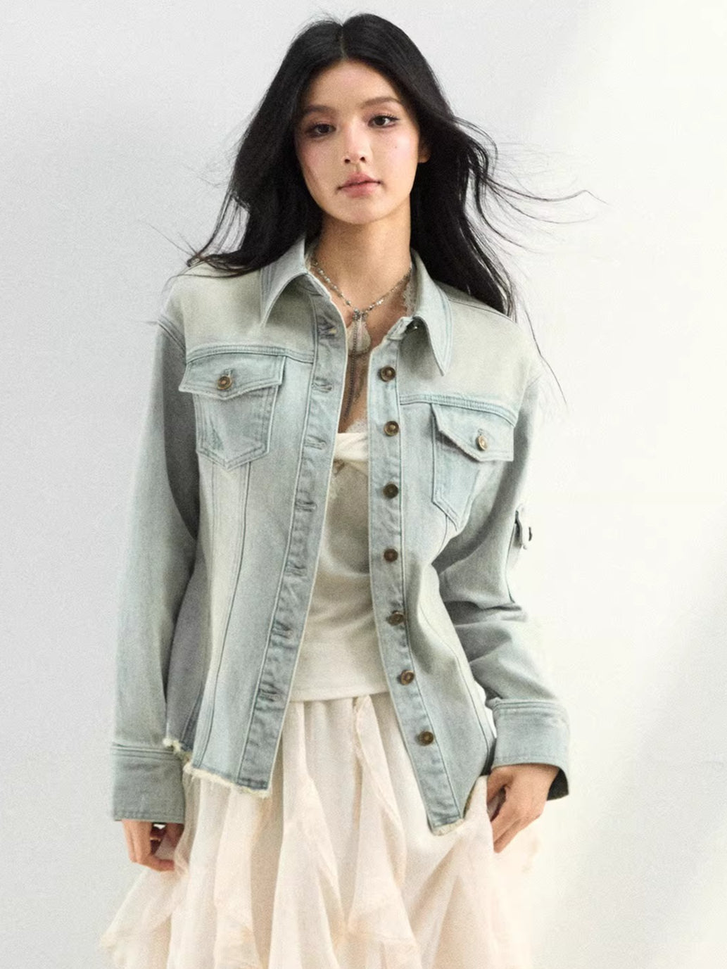 Washed Lightweight Stretch Denim Jacket