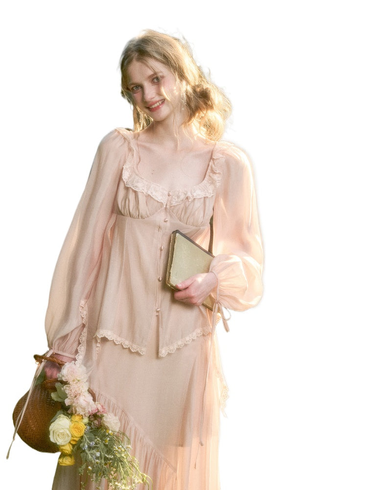 Tencel Elegant Retro Shirt & Skirt Set - CHINASQUAD