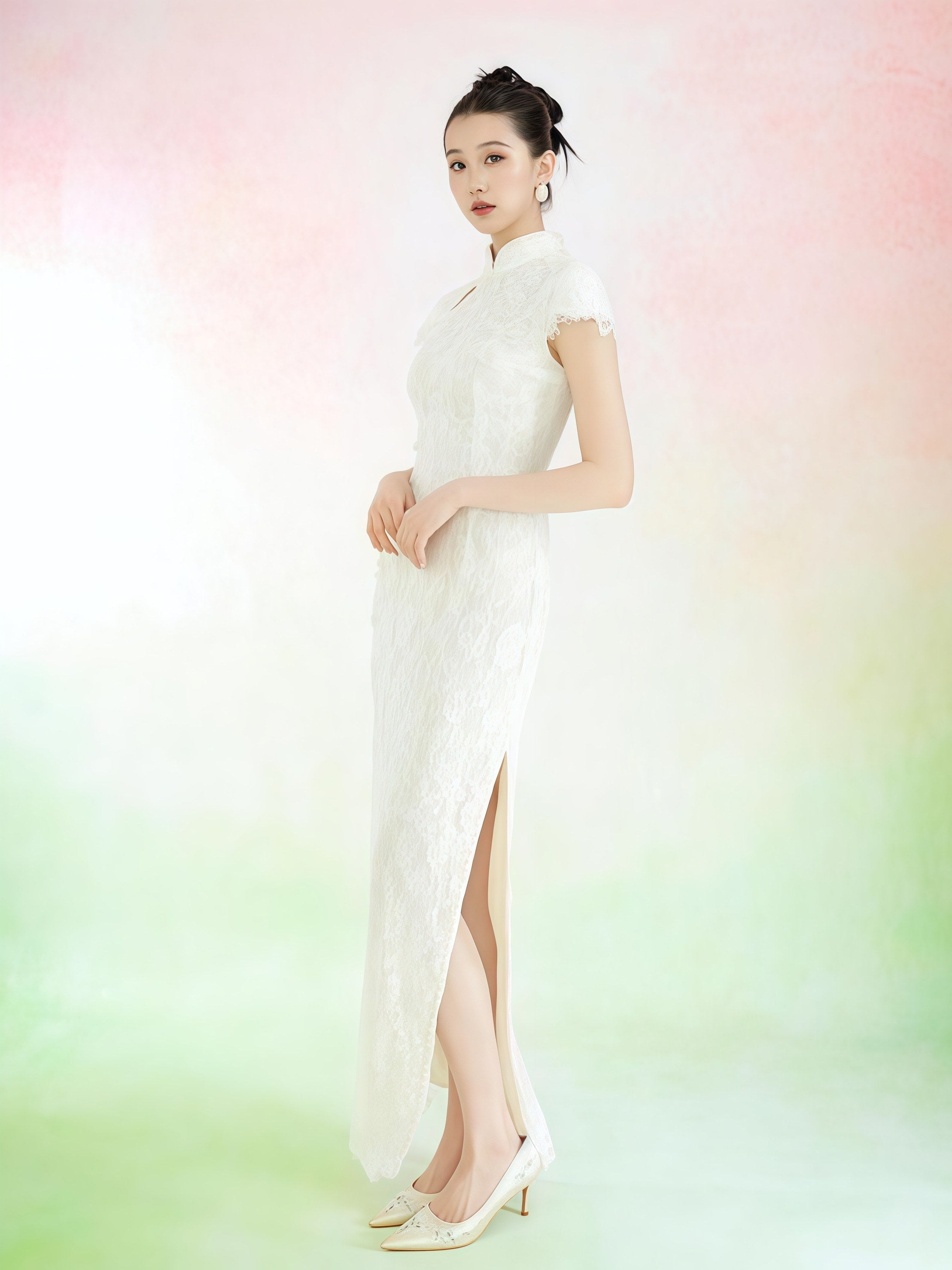 Ivory Lace Keyhole Cheongsam Dress