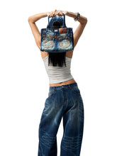 Distressed Printed Denim Tote Bag - CHINASQUAD