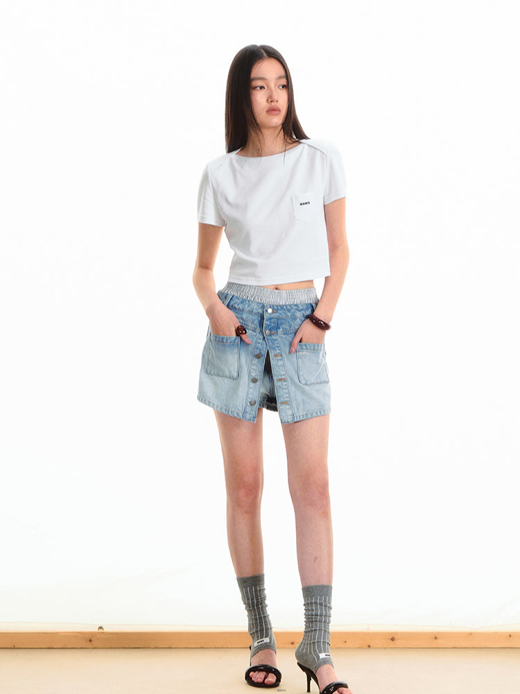 Layered Mammoth Denim Skirt - CHINASQUAD