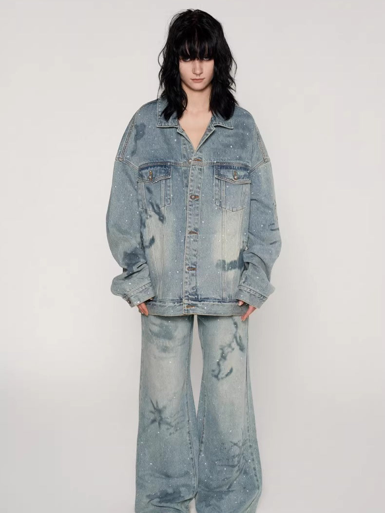 Nautical Map Straight-Leg Denim Jeans