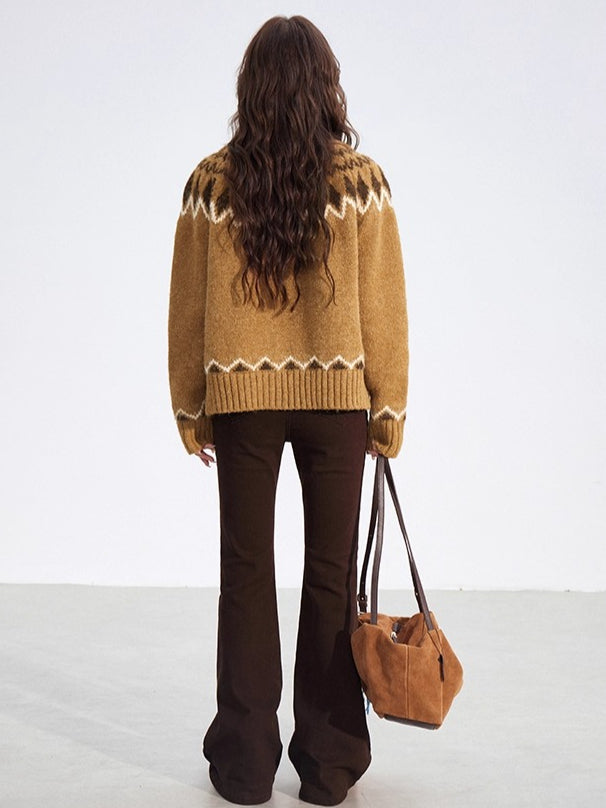 Fair Isle Wool-Blend Collared Knit Sweater