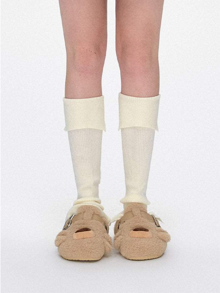 Teddy Wool-Like Buckle Slippers - CHINASQUAD