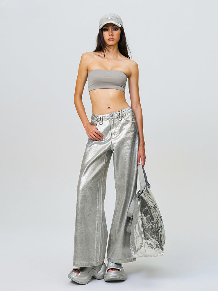 Compass Wild Classic Wide-Leg Jeans Silver - CHINASQUAD