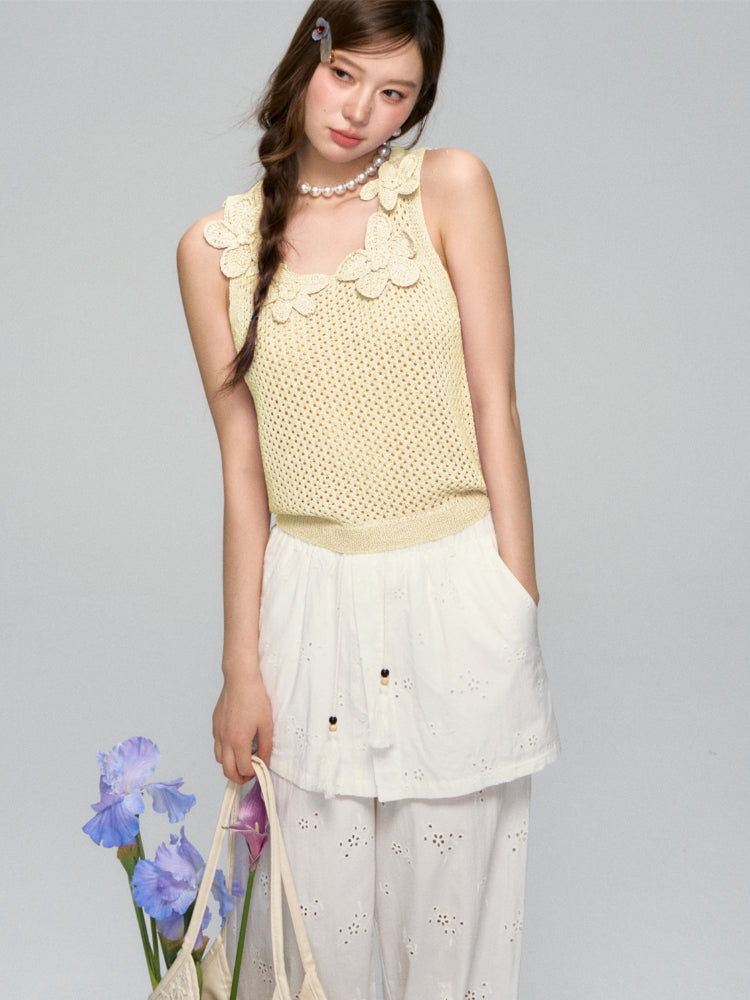 Flower Crochet Hollow-Out Camisole - CHINASQUAD