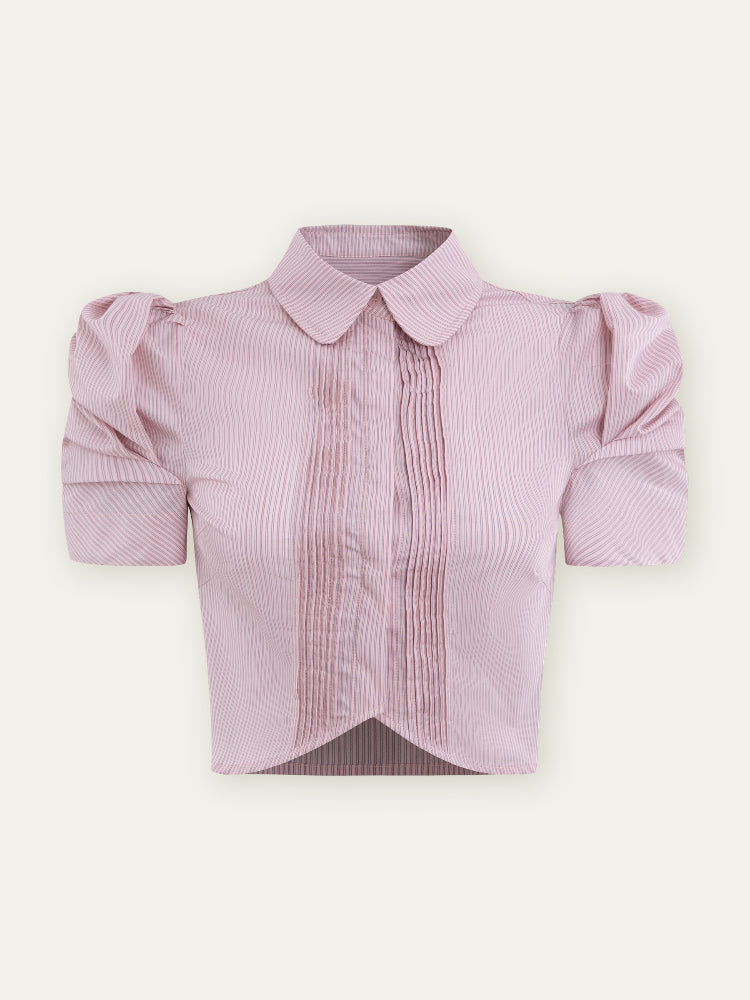 Puff Sleeve Striped Shirt - CHINASQUAD