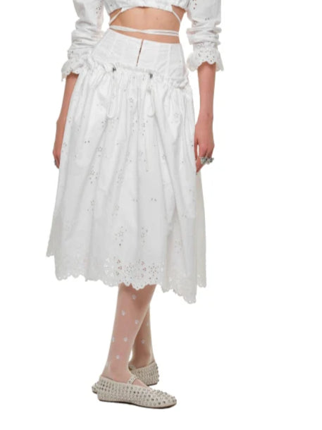White Dual-Waist A-Line Skirt  - CHINASQUAD