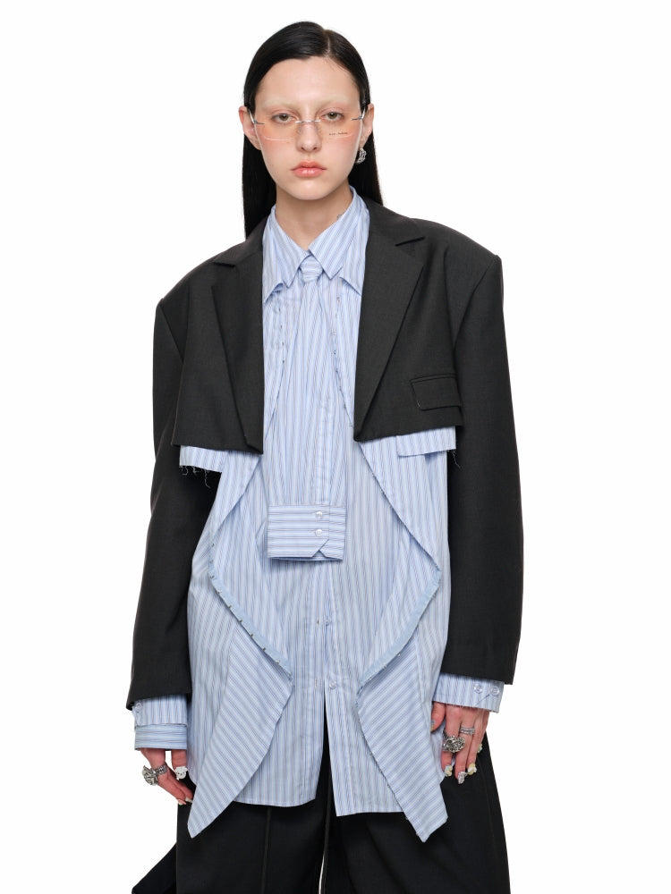Cropped Grey Blazer - CHINASQUAD
