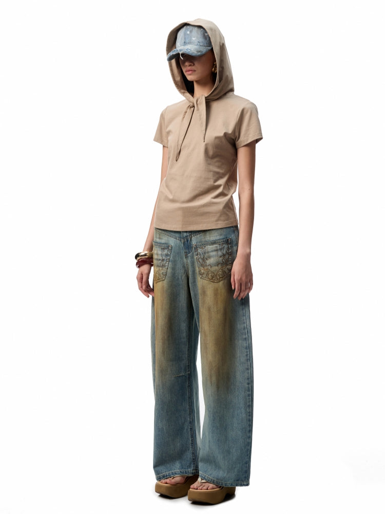 Hooded Bow Solid-Color T-shirt - CHINASQUAD