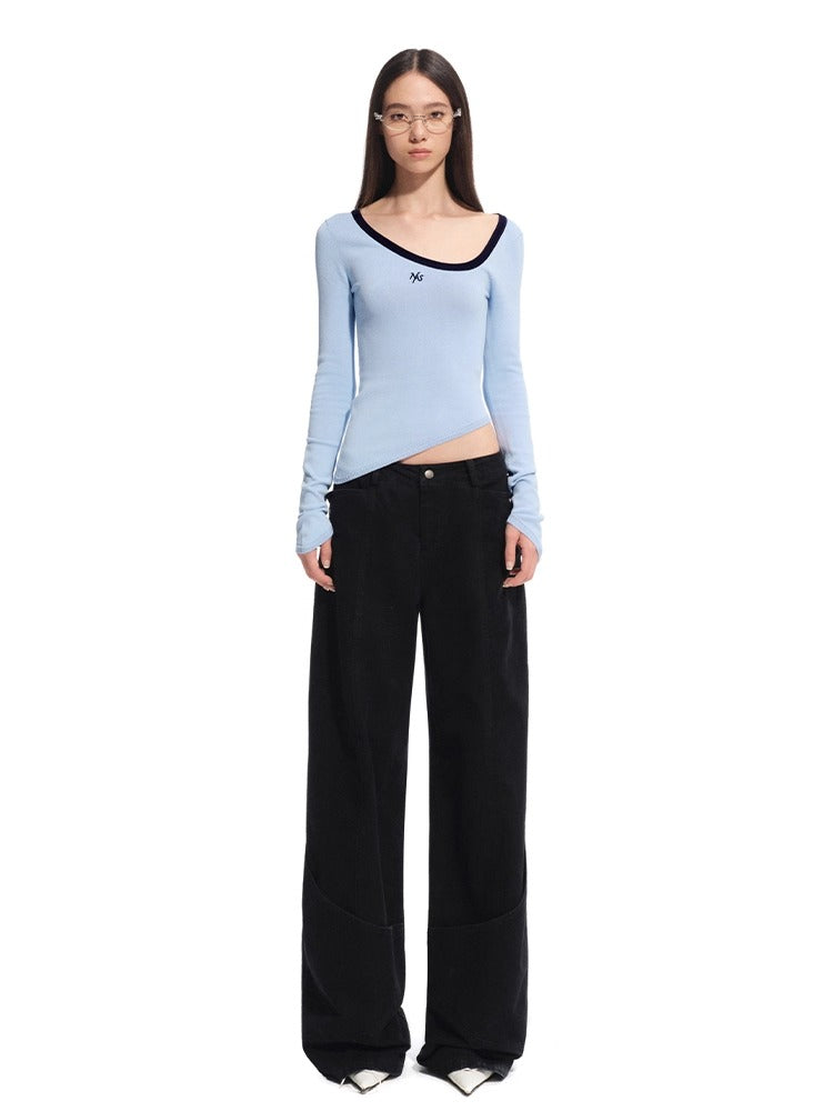 Washed Distressed Large Pockets Wide-Leg Pants - CHINASQUAD
