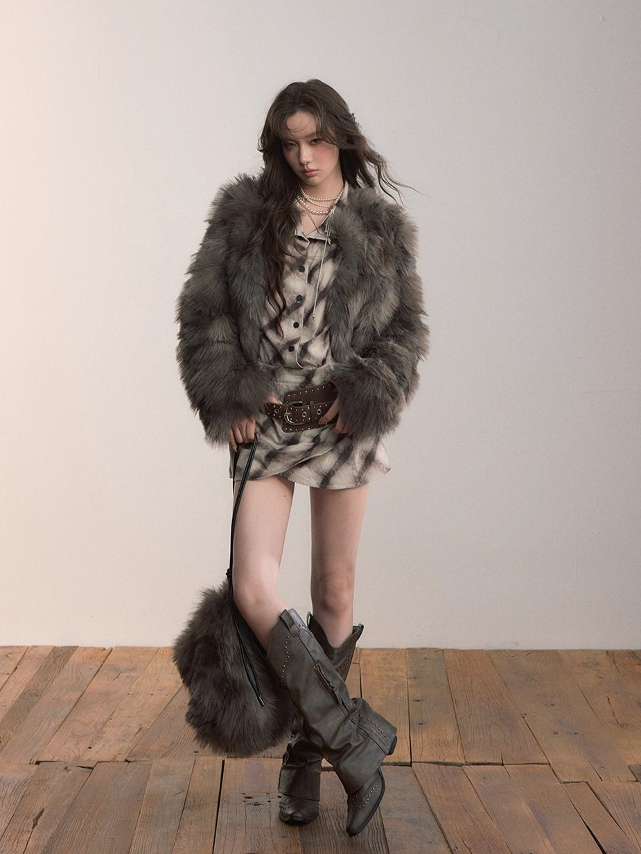 Faux Fur Short Jacket - CHINASQUAD