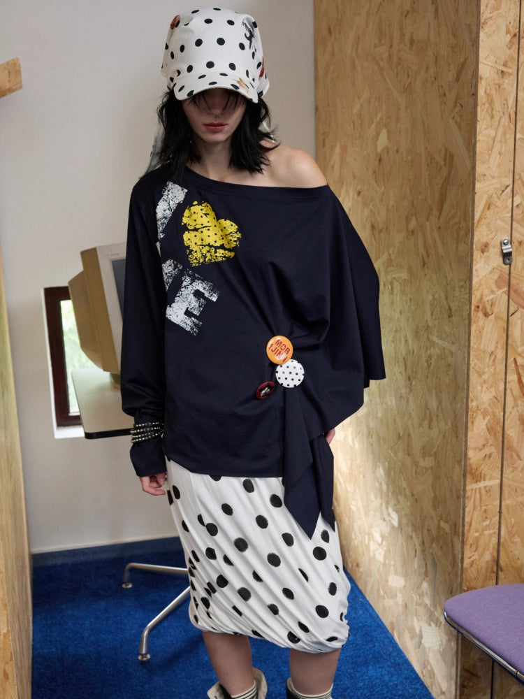 Asymmetric Letter Print Sweatshirt