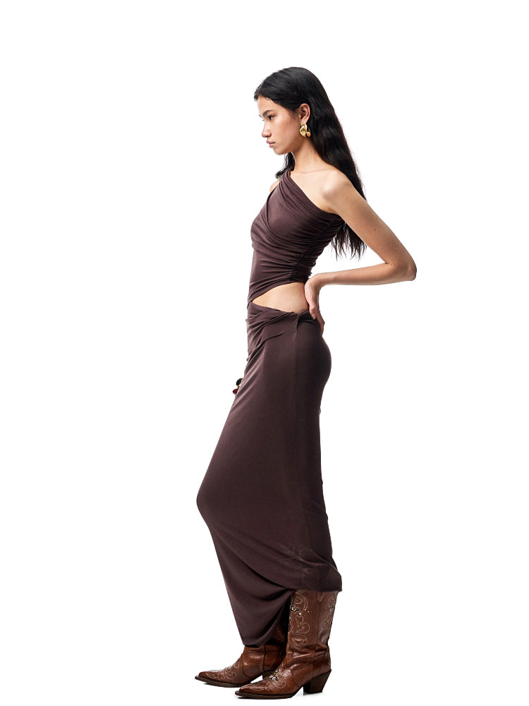 Irregular Multi-Wear Ruched Acetate T-Shirt - CHINASQUAD