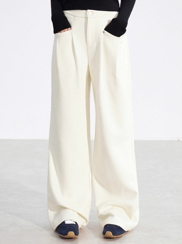 Chenille Fleece-Lined Wide-Leg Pants