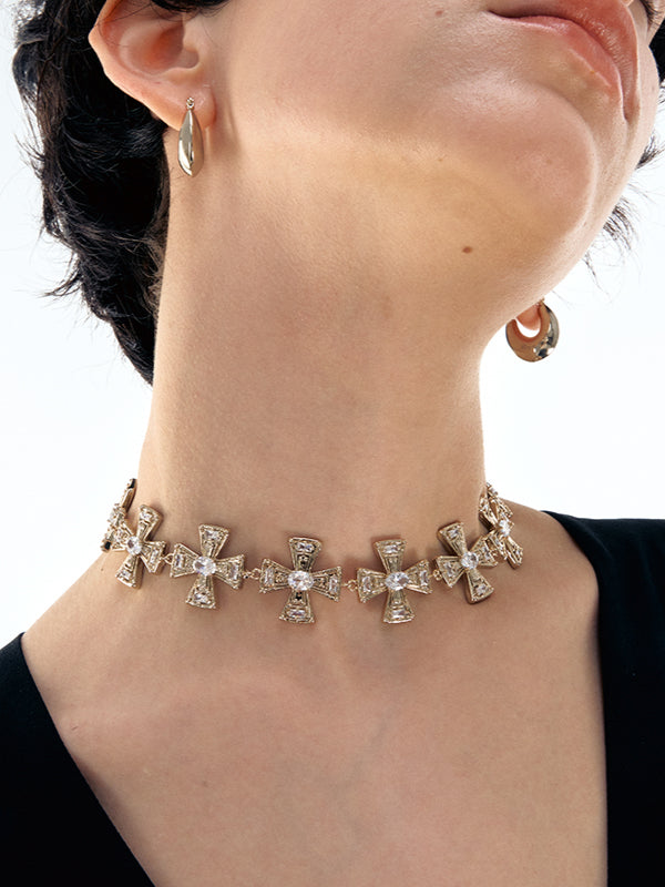 Vintage Cross Choker Necklace - CHINASQUAD