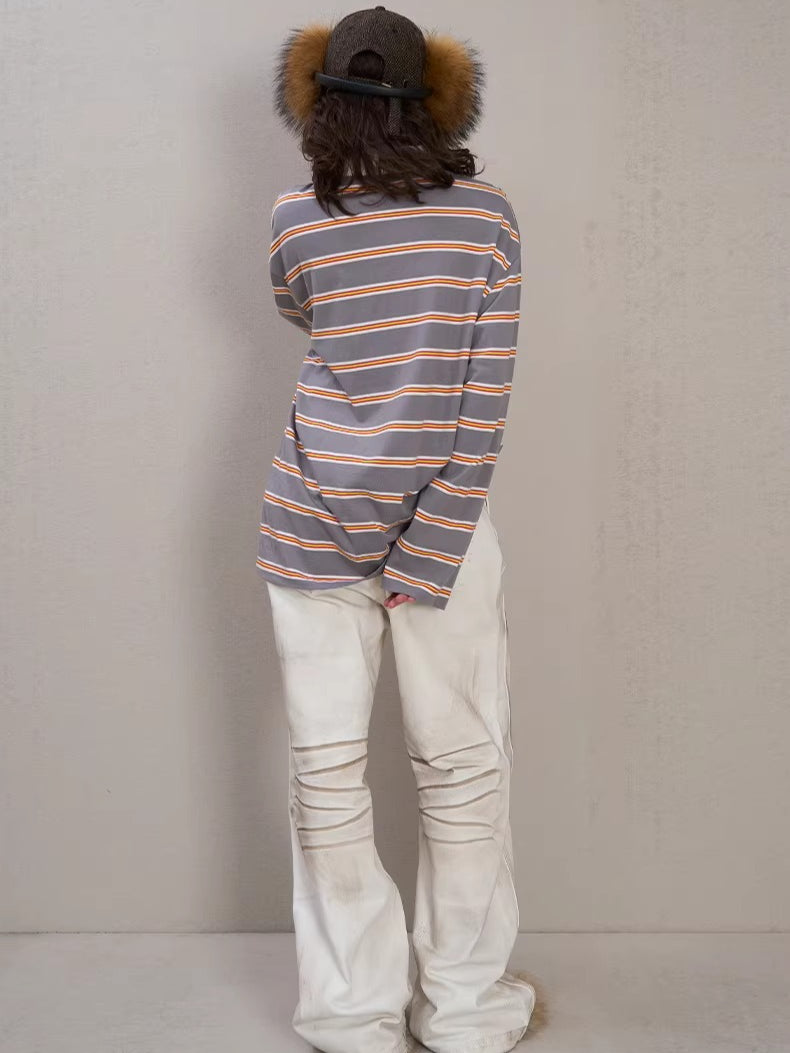 Side-Placket White Denim Jeans