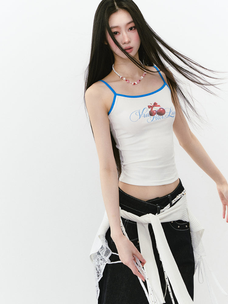 Colorblock Letter Print Cami Top - CHINASQUAD