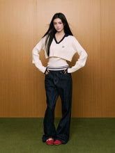 True Two-Piece Contrast Design Hooded Crop Sweater - CHINASQUAD
