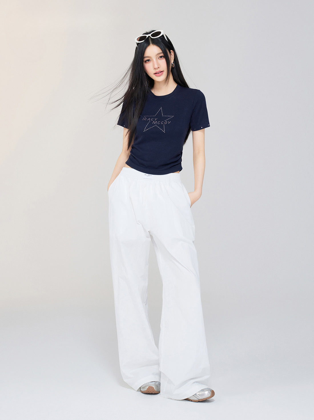 White High Waist Wide-Leg Pants - CHINASQUAD