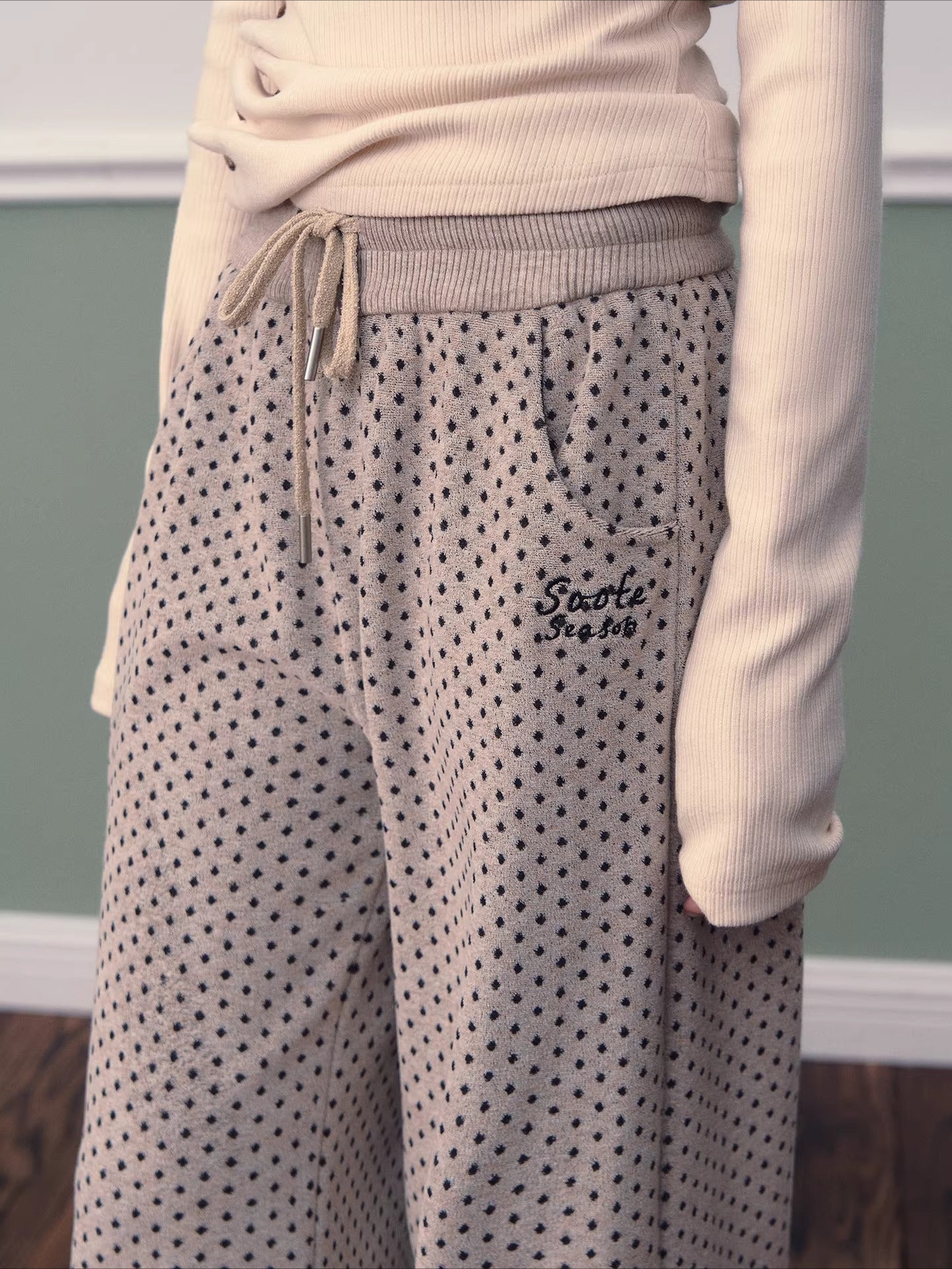 Polka Dot High-Waist Wide-Leg Pants