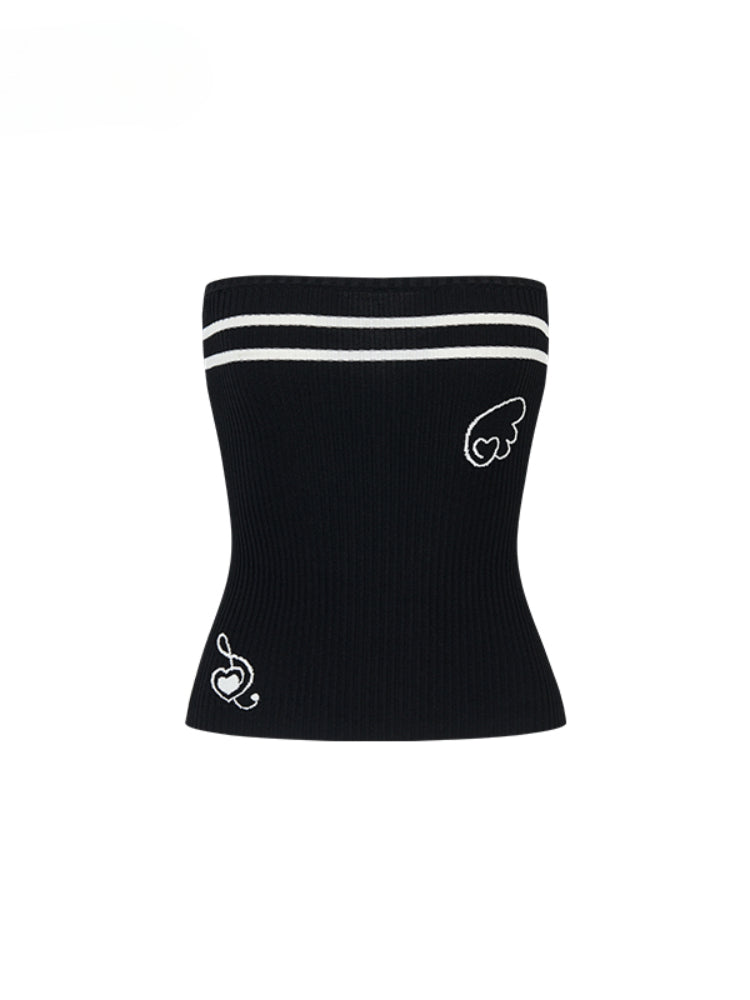 Contrast Color Knitted Bandeau Top & Shorts Set - CHINASQUAD