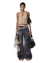 Textured Leopard Halter Tank Top - CHINASQUAD