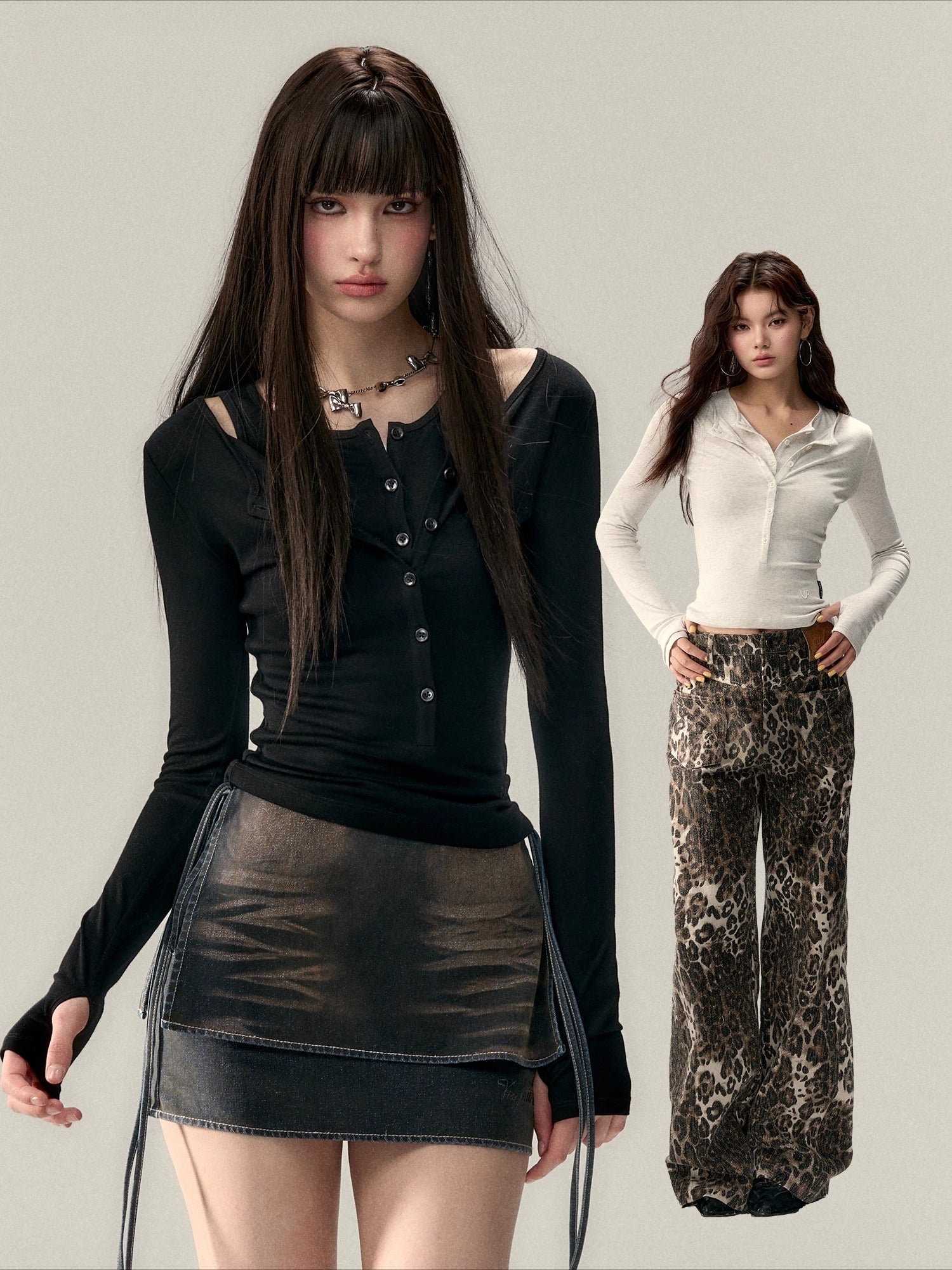 Two-Piece Style Convertible Long Sleeve Vest Top