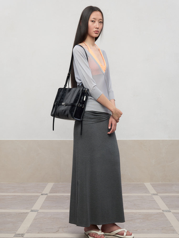 Deep V-Neck Bat-Sleeve Knit Cover-Up